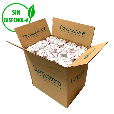 Caja de 48 Rollos de papel térmico sin Bisfenol - A de 80x80 para ticket y factura simplificada